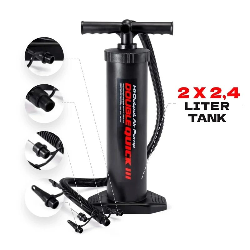 Luftpumpe, Power Doppelhub 2.4 L, ergonomischer Griff, 4 Aufsätze