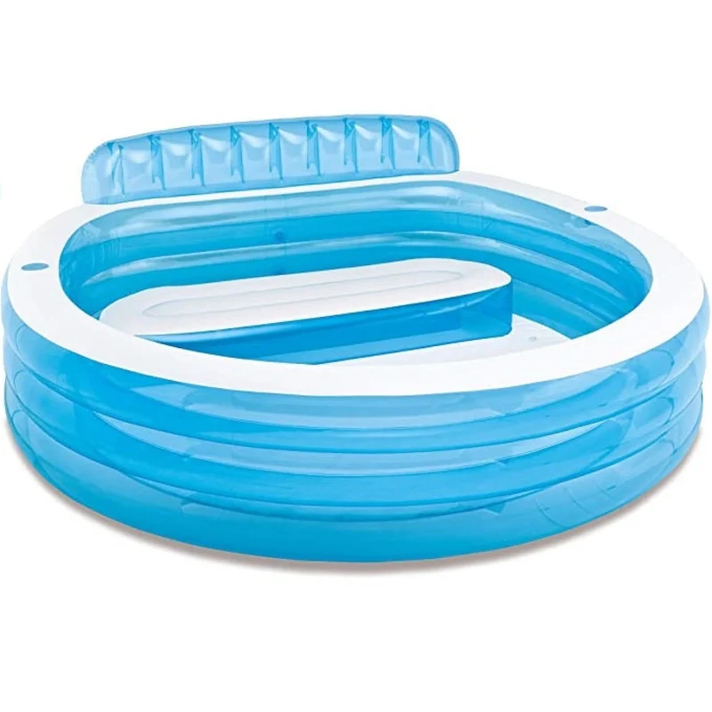 Luxus Pool Lounge aufblasbar, 229 x 218 x 79 cm, Rückenlehne, Sitzbank, Getränkehalter, Reparaturkit
