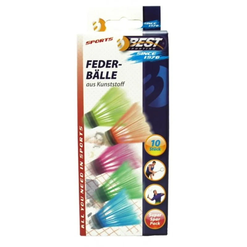 Bunte Federbälle, leuchtende Farben, hochwertig, 10er Spar Pack