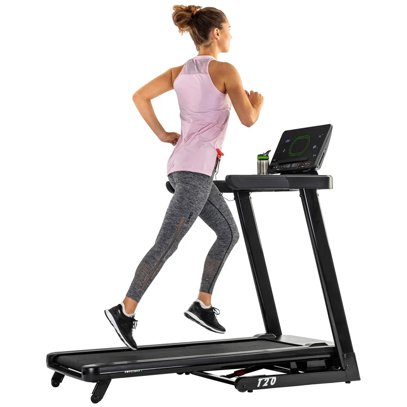Laufband mit LED-Monitor (44 Programme, Bluetooth, Handy/Tablet Unterstützung) - 16 km/h, 12-Stufen Neigungswinkel, klappbar, Transportrollen