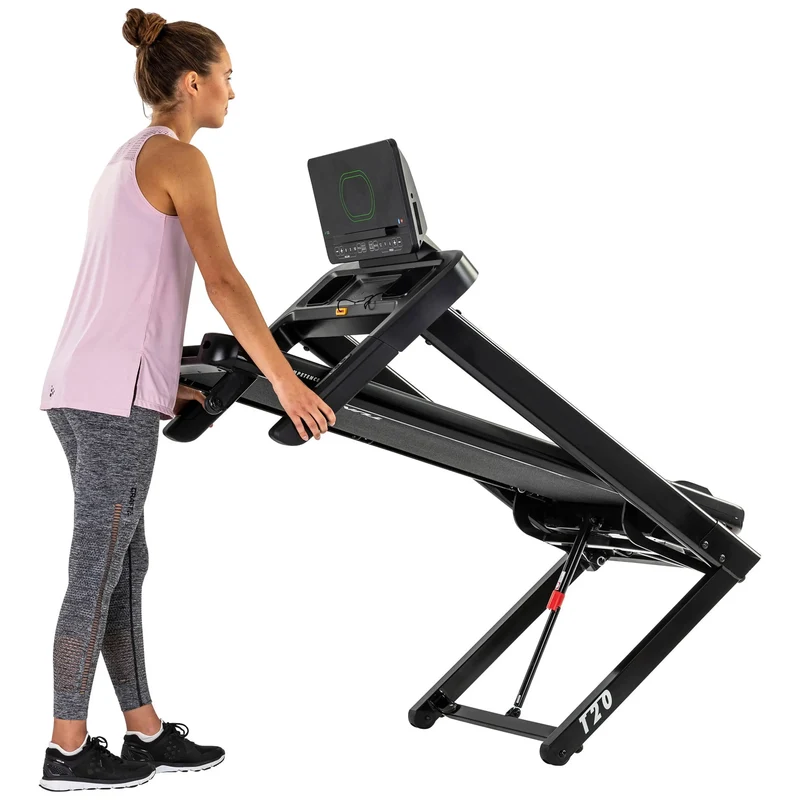Laufband mit LED-Monitor (44 Programme, Bluetooth, Handy/Tablet Unterstützung) - 16 km/h, 12-Stufen Neigungswinkel, klappbar, Transportrollen