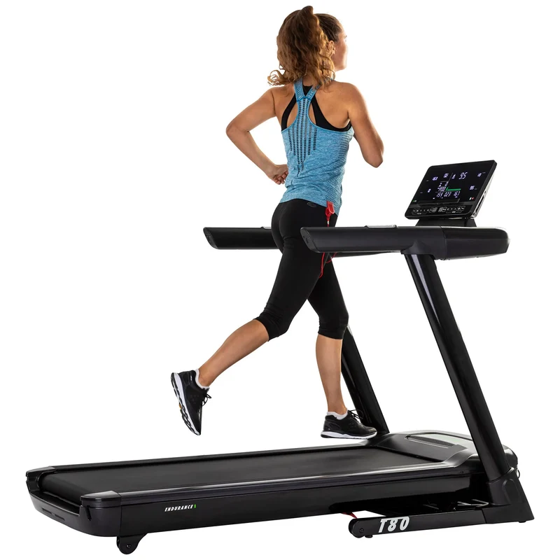 Laufband Deluxe mit 10 Zoll LED/LCD Monitor (47 Programme, Bluetooth, USB, Tablet) - 22 km/h, 15-Stufen Neigungswinkel, Reha Vorrichtung
