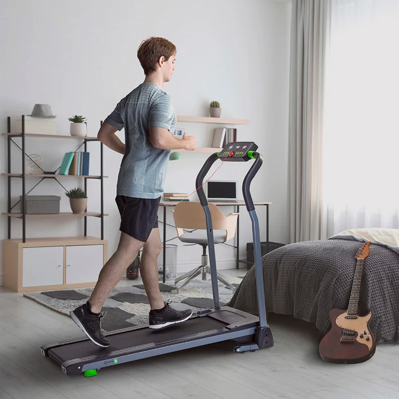 Laufband kompakt mit LED-Monitor (3 Bildanzeigen) + 16 Programmen - 1,5 PS Motor, klappbar, Transportrollen