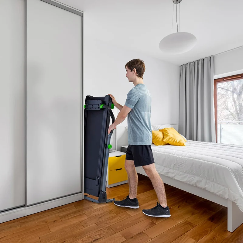 Laufband kompakt mit LED-Monitor (3 Bildanzeigen) + 16 Programmen - 1,5 PS Motor, klappbar, Transportrollen