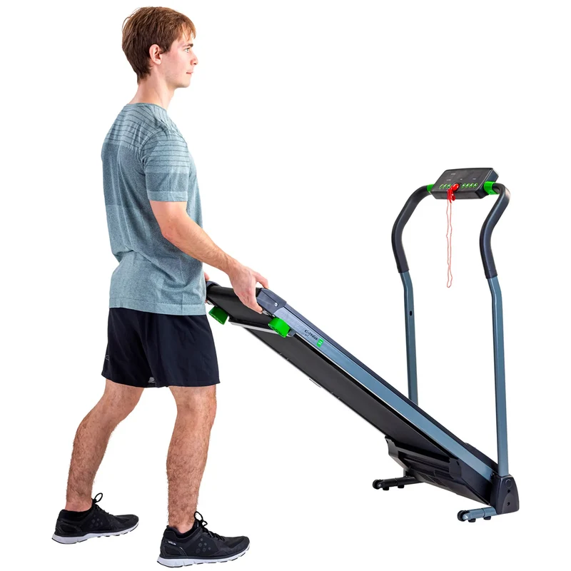 Laufband kompakt mit LED-Monitor (3 Bildanzeigen) + 16 Programmen - 1,5 PS Motor, klappbar, Transportrollen