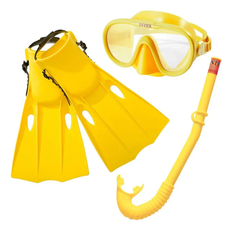Taucher-Set, Schnorchel - Brille - Schwimmflossen, klare Sicht, Passform einstellbar