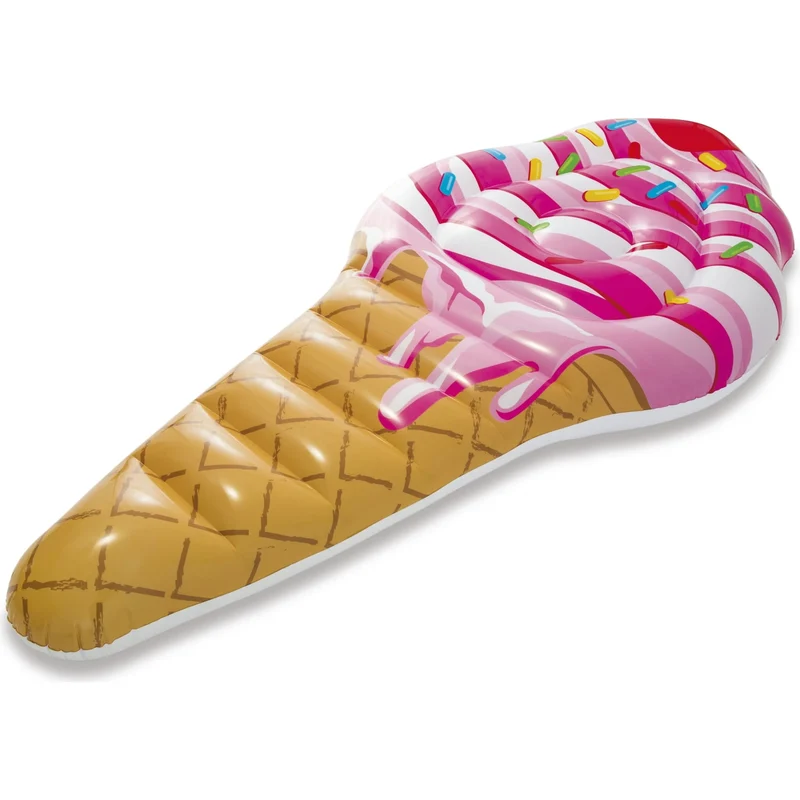Ice Cream Luftmatratze, Aufblasbare XXL Schwimmmatte, 224 x 107 cm, Pool-Liege, Robustes Vinyl, Inklusive Reparaturflicken