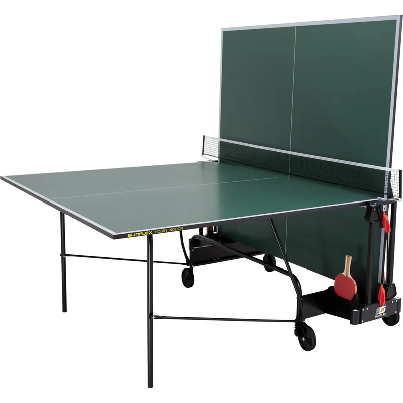 Indoor-Tischtennisplatte, Klappbar, mit Transportrollen und Bremssystem