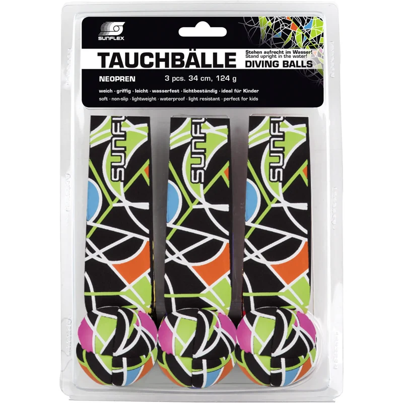 Tauchbälle Premium Neopren, 3er-Set, mit langem Schweif