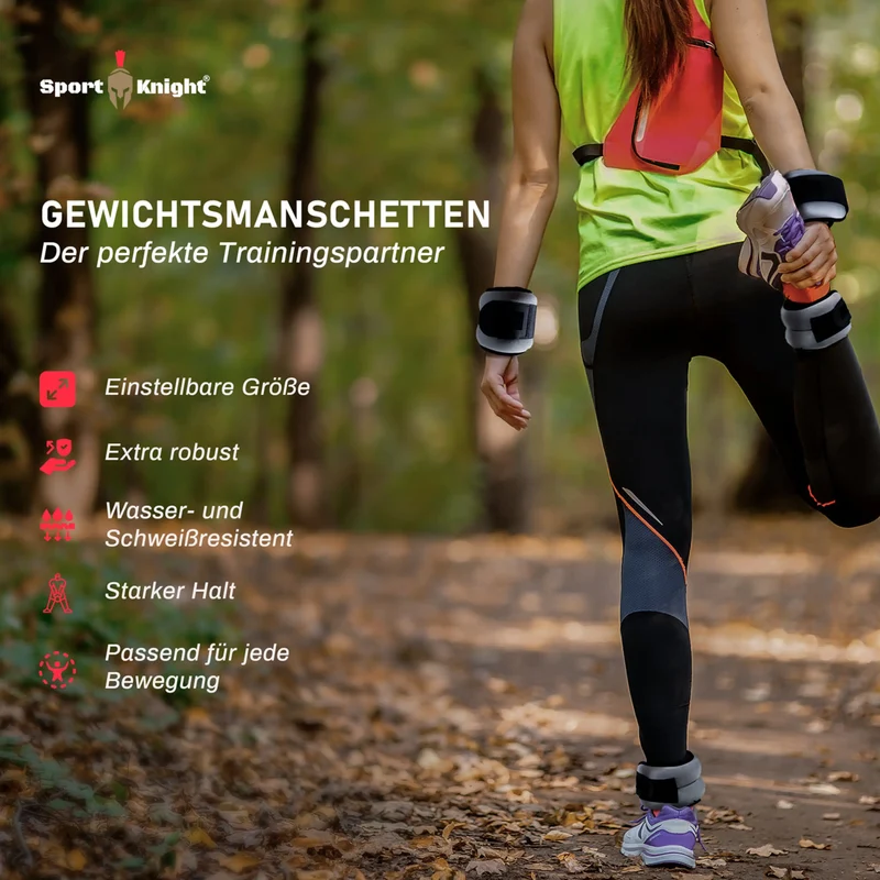 Gewichtsmanschetten, vielseitig einsetzbar, sichere Fixierung, Handgelenk- und Knöchelgewichte