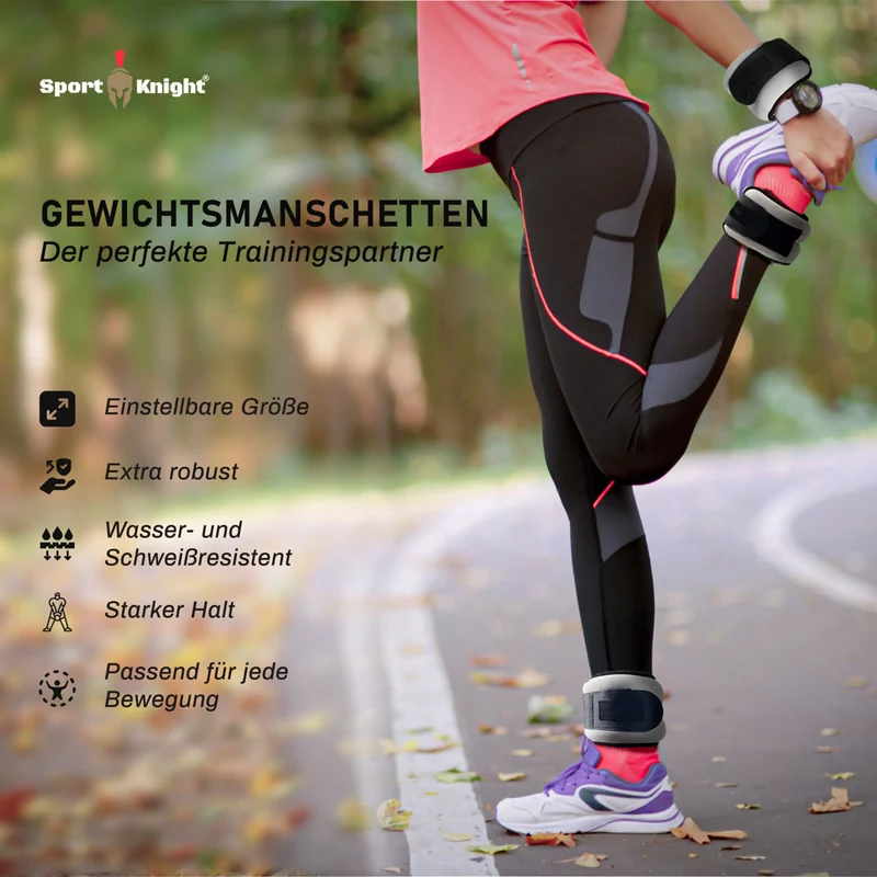 Gewichtsmanschetten, vielseitig einsetzbar, sichere Fixierung, Handgelenk- und Knöchelgewichte