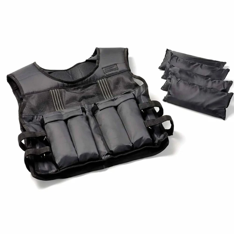 Gewichtsweste 10Kg - 15Kg verstellbar, mit Reflektoren, Trainingsweste