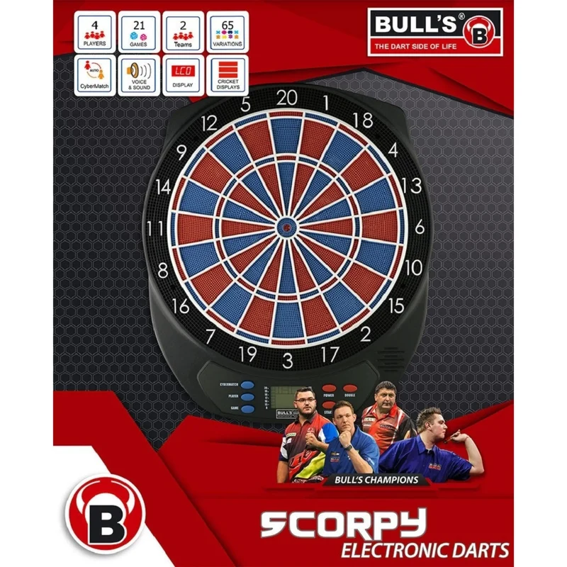 Elektronische Dartscheibe, 51 x 43 cm, mit Soundeffekten, bis zu 65 Spielvariationen