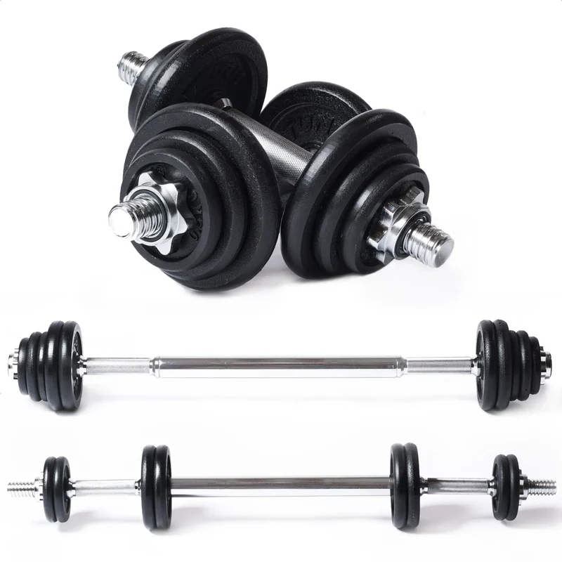 Langhantelset 3-in-1, 20 kg, multifunktional einsetzbar