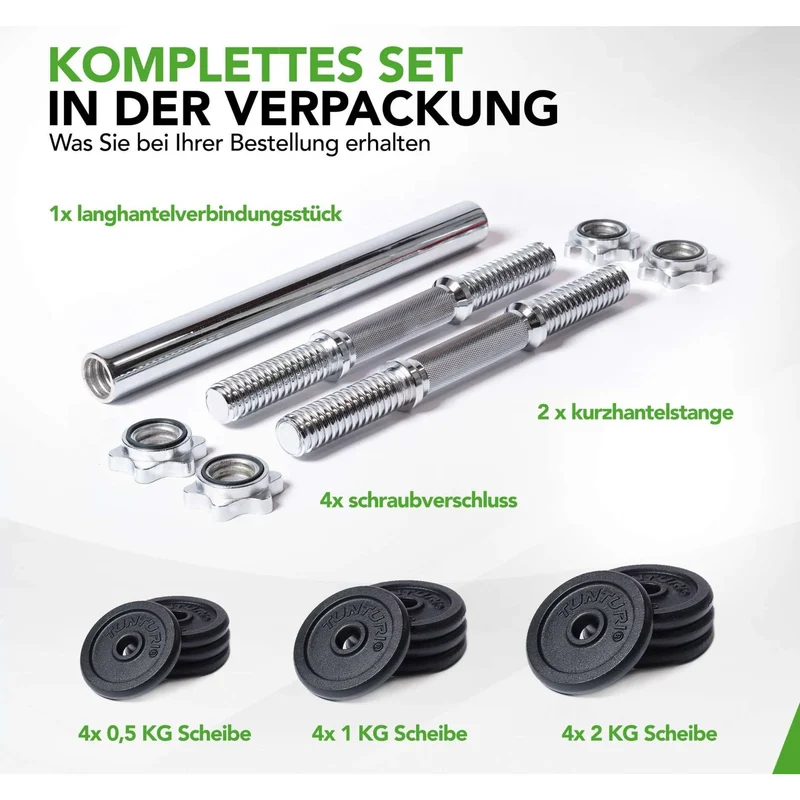 Langhantelset 3-in-1, 20 kg, multifunktional einsetzbar