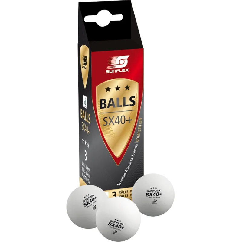Tischtennisbälle SX40+ (3er Packung) - Premium 3-Sterne, ITTF zugelassen, für Schul- und Vereinssport