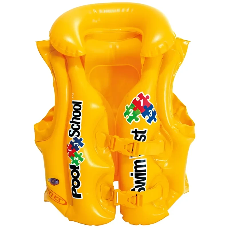 Schwimmweste aufblasbar für Kinder von 3 - 6 Jahren mit Clip-Verschluss und Kopfstütze