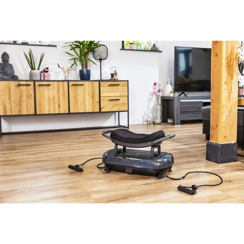 Fitness Vibrationsplatte Muskelaufbau und Fettverbrennung, schwarz-grau, ganz ohne aktive Bewegung, bis 150 kg