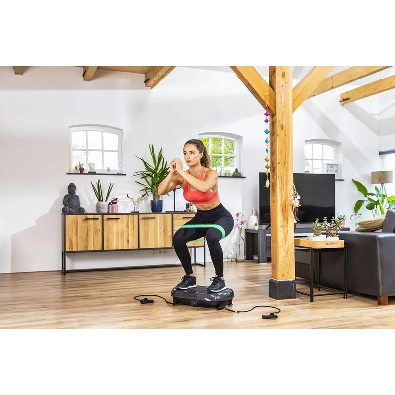Fitness Vibrationsplatte Muskelaufbau und Fettverbrennung, schwarz-grau, ganz ohne aktive Bewegung, bis 150 kg