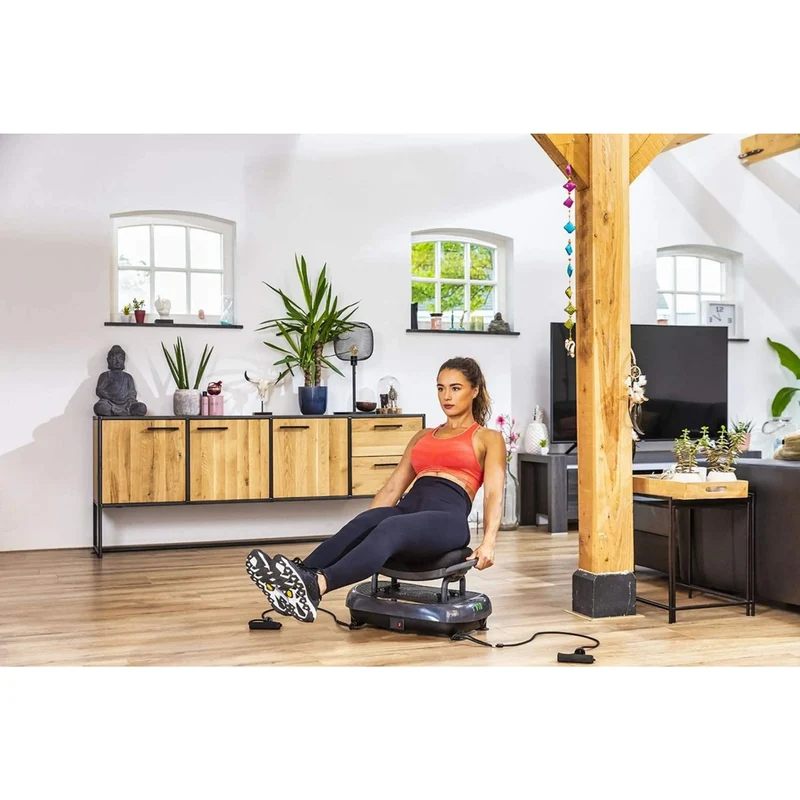Fitness Vibrationsplatte Muskelaufbau und Fettverbrennung, schwarz-grau, ganz ohne aktive Bewegung, bis 150 kg