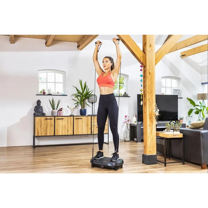 Fitness Vibrationsplatte Muskelaufbau und Fettverbrennung, schwarz-grau, ganz ohne aktive Bewegung, bis 150 kg