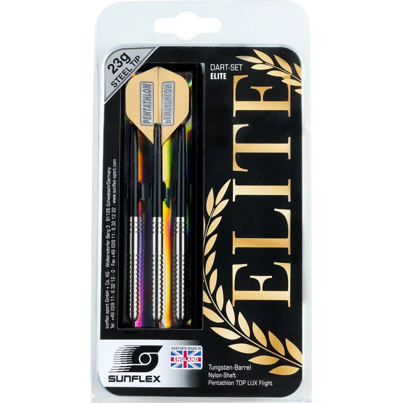 Dart-Set Elite, 3 Dartpfeile mit Metallspitzen, 23 Gramm