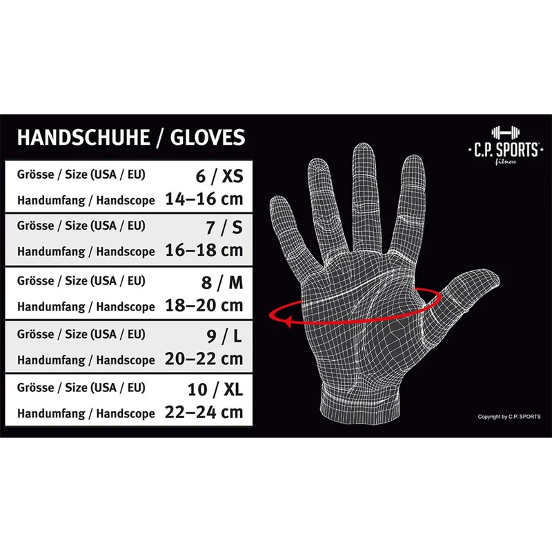 Grip Trainingshandschuh, mit gepolsterten Handinnenflächen, Klettverschluss zur Handgelenkfixierung
