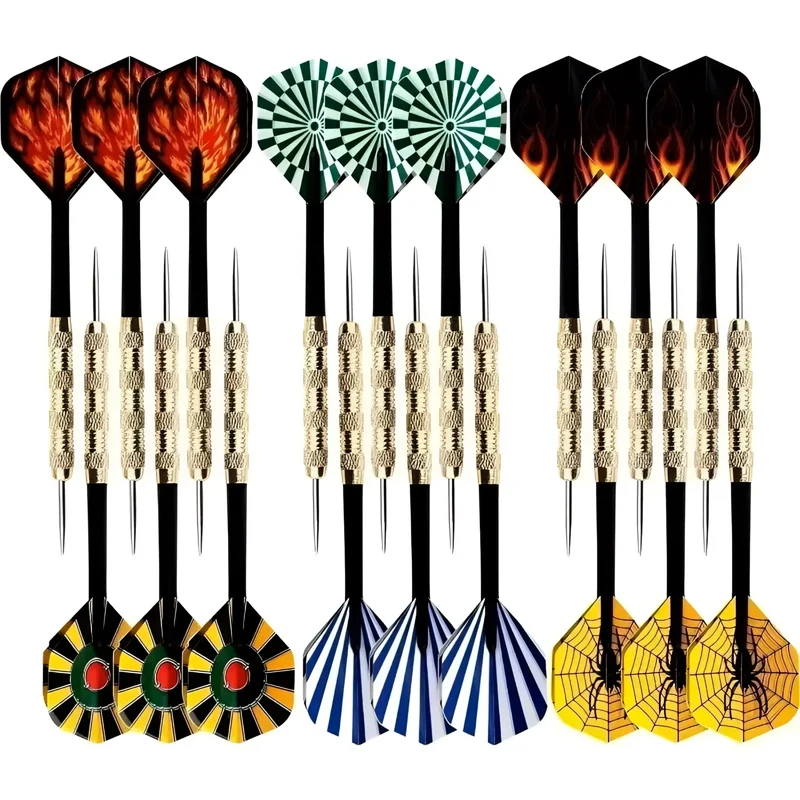 Profi Dartpfeile Metallspitze 15 St., Steel-Darts, Gewicht 18 Gramm, perfekter Schwerpunkt für optimale Würfe, rutschfest