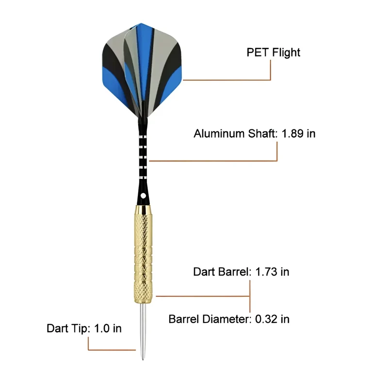 Profi Dartpfeile Metallspitze 15 St., Steel-Darts, Gewicht 18 Gramm, perfekter Schwerpunkt für optimale Würfe, rutschfest