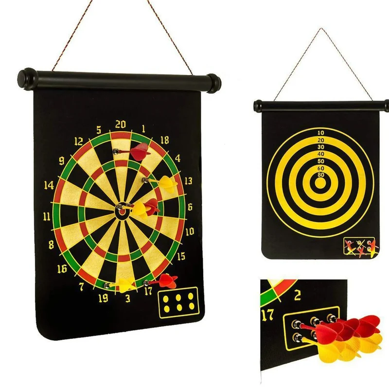 Dartscheiben-Set, Aufrollfunktion - Magnetisch, inklusive 6 Magnetpfeile