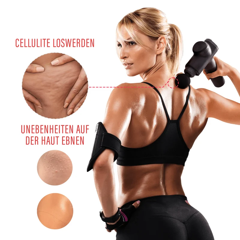 Massagegerät, Massagepistole, LCD-Touch-Display, Besser & Stärker, mit 6 Aufsätzen, Gegen Muskelkater, Muskelverspannungen und Cellulite
