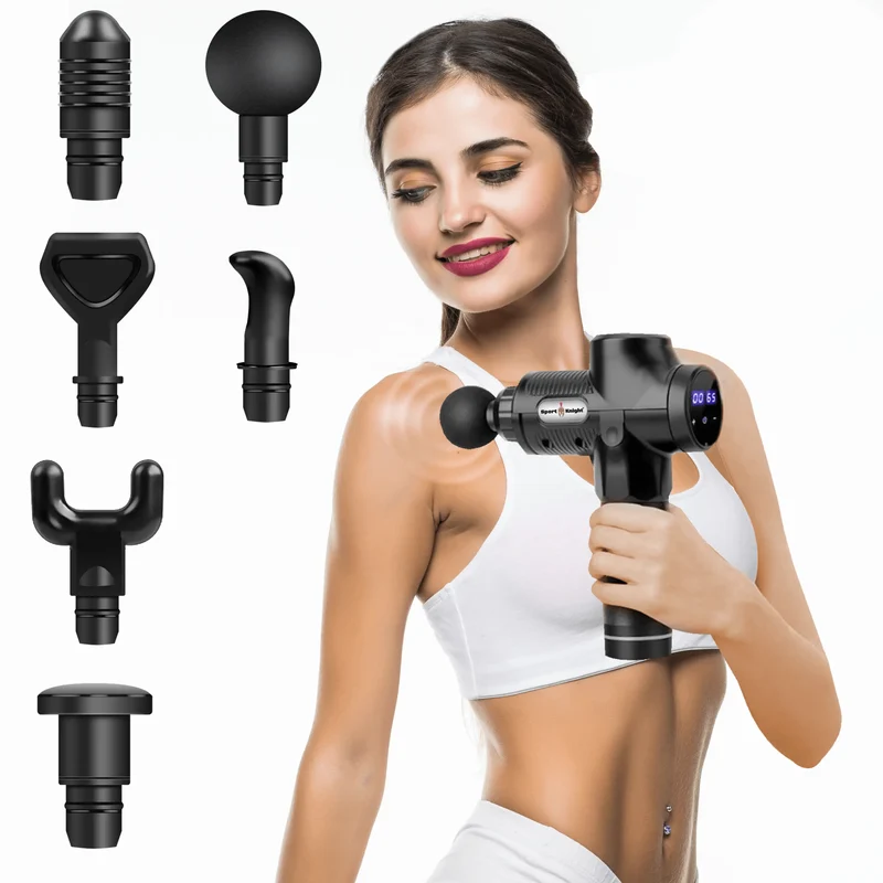 Massagegerät, Massagepistole, LCD-Touch-Display, Besser & Stärker, mit 6 Aufsätzen, Gegen Muskelkater, Muskelverspannungen und Cellulite