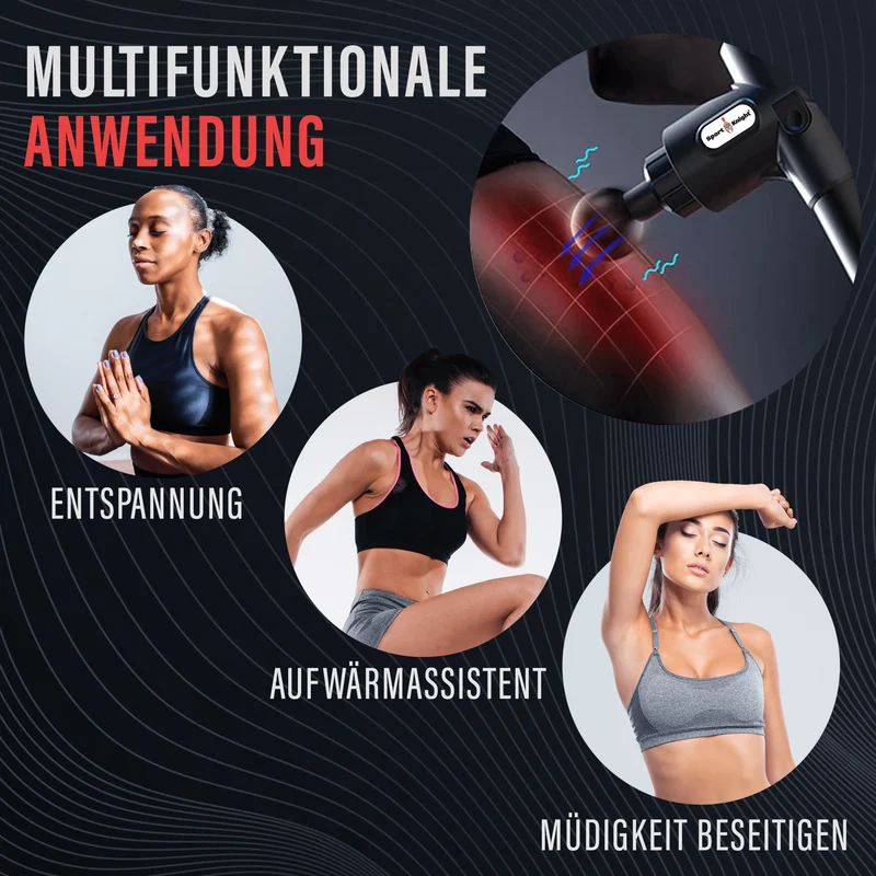 Massagegerät, Massagepistole, LCD-Touch-Display, Besser & Stärker, mit 6 Aufsätzen, Gegen Muskelkater, Muskelverspannungen und Cellulite