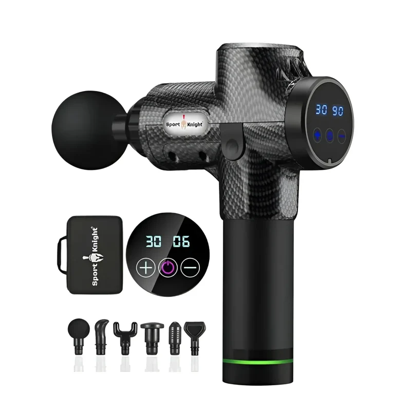 Massagegerät, Massagepistole, LCD-Touch-Display, Besser & Stärker, mit 6 Aufsätzen, Gegen Muskelkater, Muskelverspannungen und Cellulite