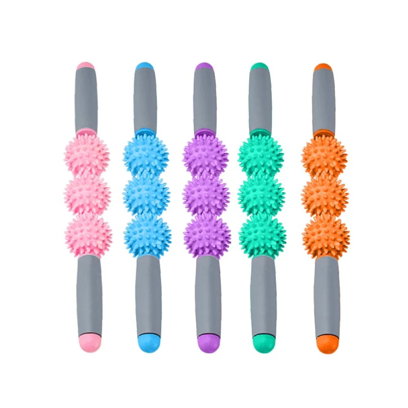 Igel Massagestick, mit 3 oder 5 Massagebällen, ergonomischer Grip, verstärkter Stahlkern