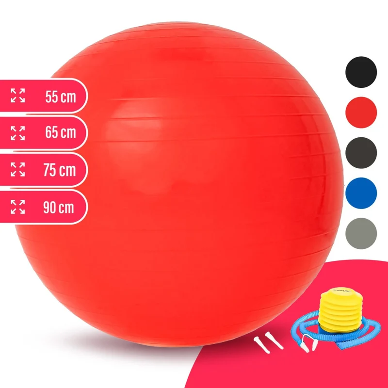 Gymnastik-Ball, besonders strapazierfähig und reißfest, inklusive Fußpumpe