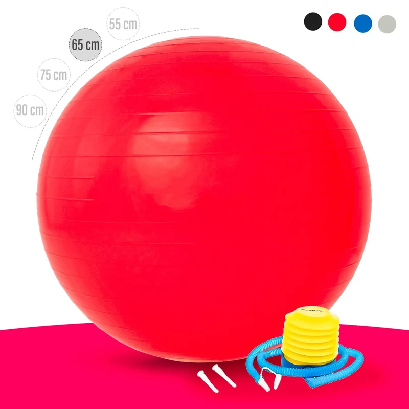Gymnastik-Ball, besonders strapazierfähig und reißfest, inklusive Fußpumpe