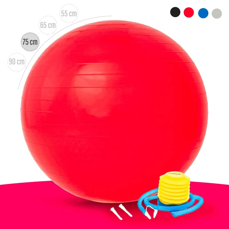 Gymnastik-Ball, besonders strapazierfähig und reißfest, inklusive Fußpumpe