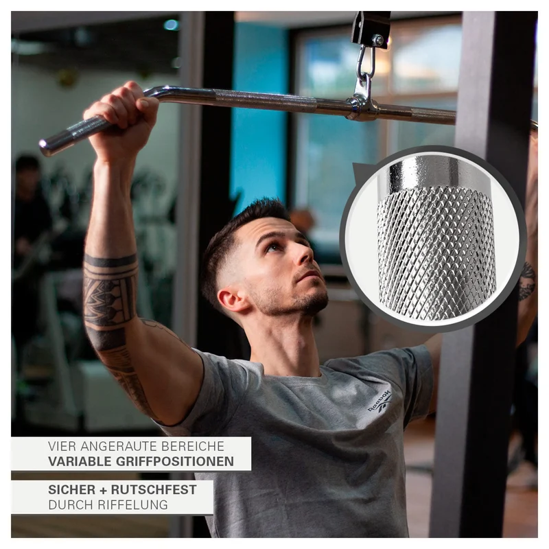 Latzugstange, 120cm breit, ergonomische Griffform, griffig