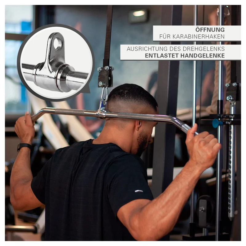 Latzugstange, 120cm breit, ergonomische Griffform, griffig