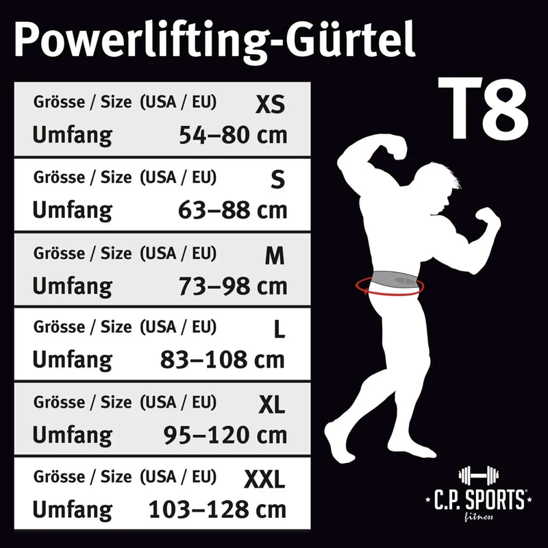 Gewichthebergürtel Powerlifting, 3-lagiges und hochwertiges Leder, gut gepolsterter Lendenwirbelbereich