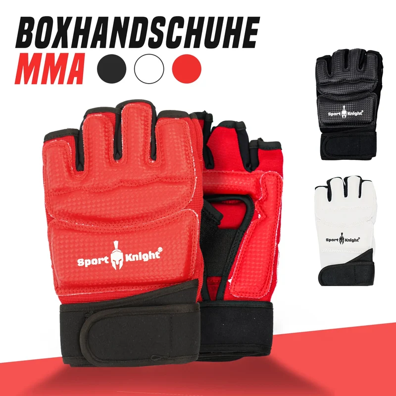 Boxhandschuhe MMA, optimale Bewegungsfreiheit, gepolstert, lange Bandage und verstellbarer Klettverschluss