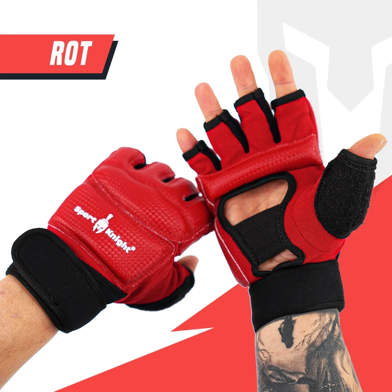 Boxhandschuhe MMA, optimale Bewegungsfreiheit, gepolstert, lange Bandage und verstellbarer Klettverschluss