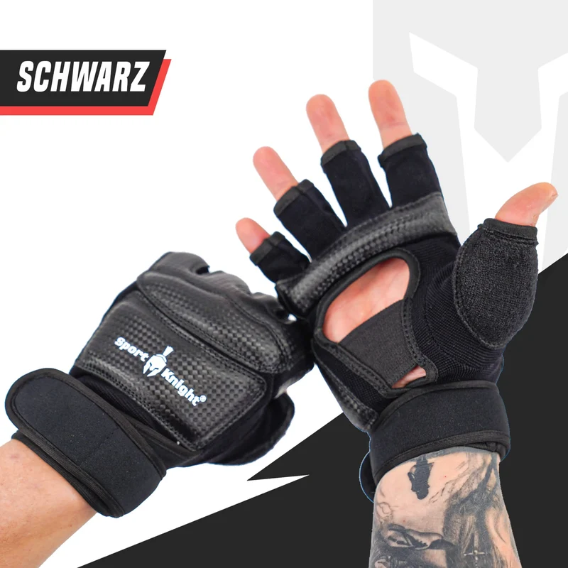 Boxhandschuhe MMA, optimale Bewegungsfreiheit, gepolstert, lange Bandage und verstellbarer Klettverschluss