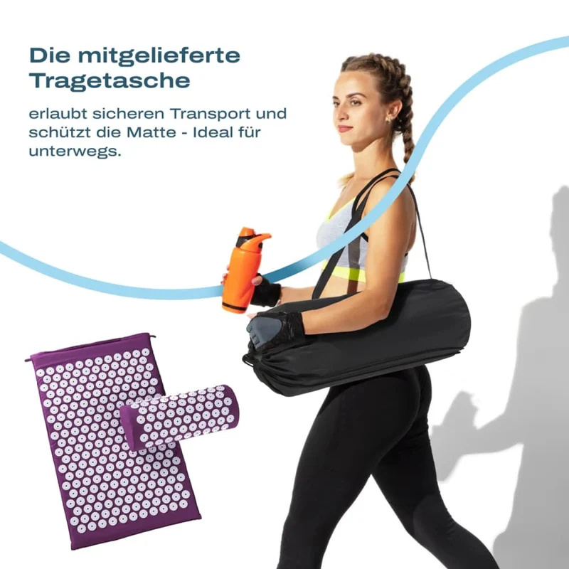 Akupressurmatte, mit Kissen und Tragetasche, waschbar