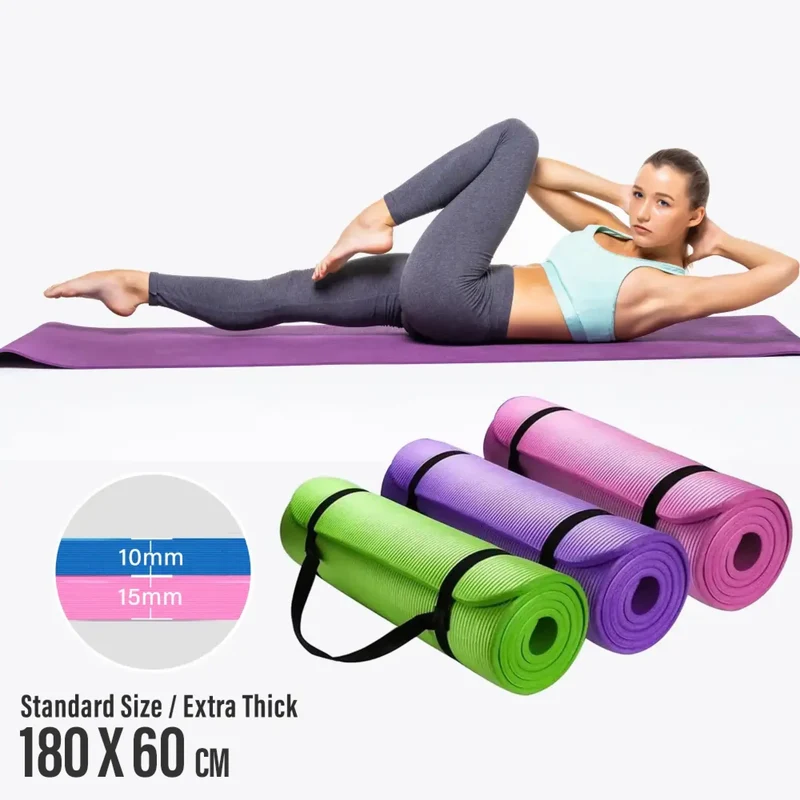 Gymnastikmatte, Yoga-Matte Extra Dick 10mm / 15mm, besonders gelenkschonend, rutschfest und strapazierfähig