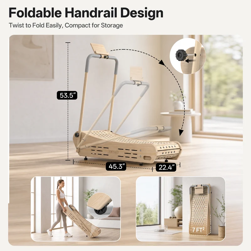 JOROTO F50 Manuelles Curved-Walking-Pad aus Naturholz
