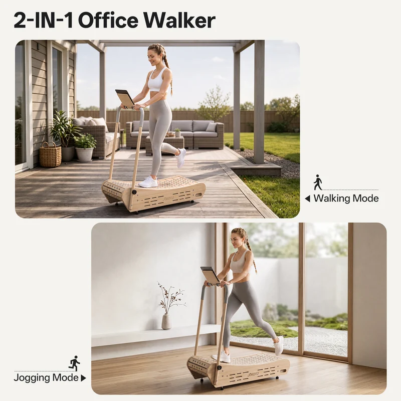 JOROTO F50 Manuelles Curved-Walking-Pad aus Naturholz