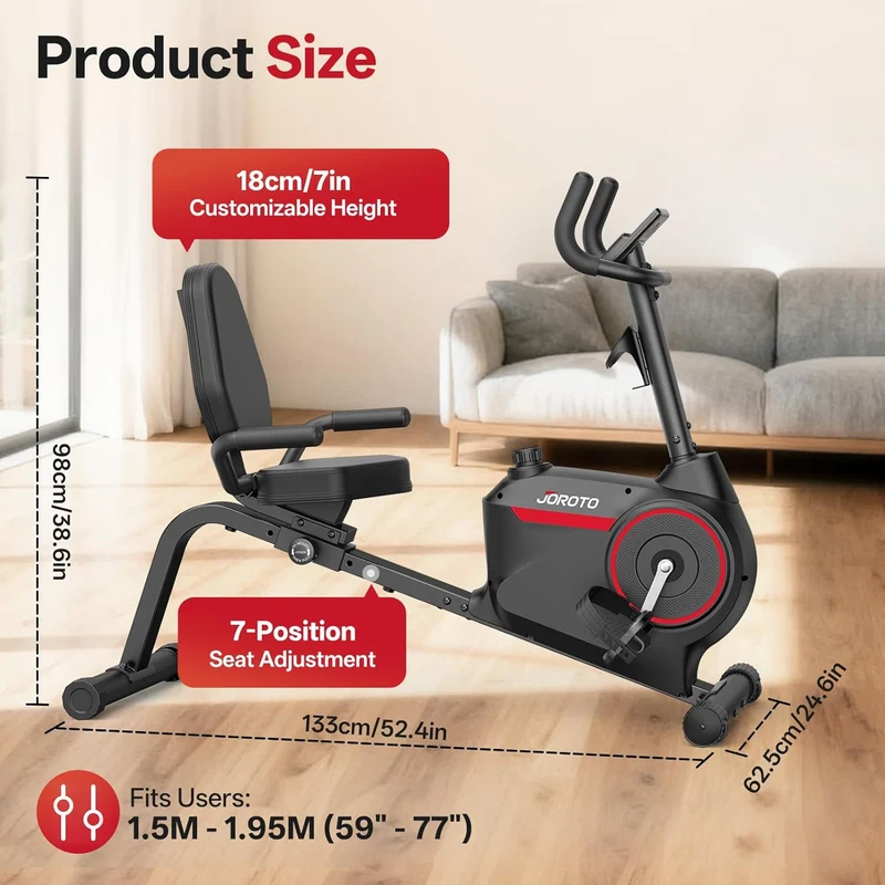 JOROTO JH30 Magnetischer Liege-Heimtrainer mit verstellbarem Sitz & LCD-Monitor