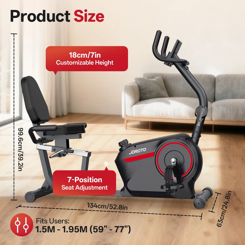 JOROTO JH30PRO Smart Liege-Heimtrainer Hintergrundbeleuchtetes LCD 16-stufiger Magnetwiderstand